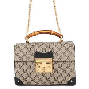 Gucci handbag, padlock, GG small, bamboo, Supreme, 603221, GUCCI 2-way should...
